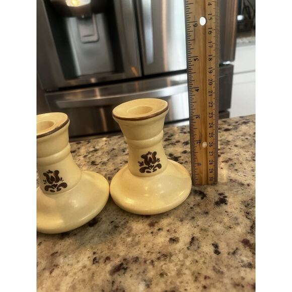 Pfaltzgraff Village Pattern Candle Stick Holders Set Of 2 Vintage Set - Picture 3 of 6